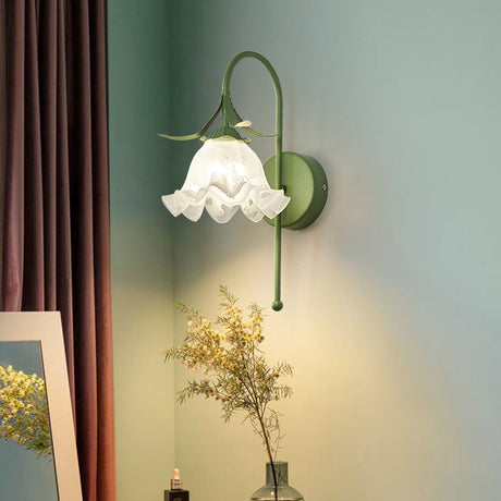 Lunaris Wandlampe Nordic Vintage Design | Kürbisglas | Florales Muster | 1-Flammig | Wandleuchte