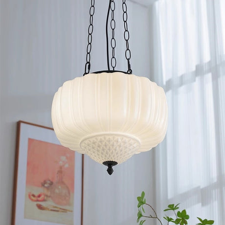 Creamora Pendelleuchte | Modernes Laternen-Design | Eisen & Glas | 3-flammige Beleuchtung für Wohnzimmer