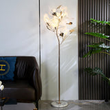 GinkoLuxe Stehlampe | Nordisches Design | Dekorative Ginkgo-Blätter | 5-Licht Bodenlampe | Elegantes Wohnaccessoire