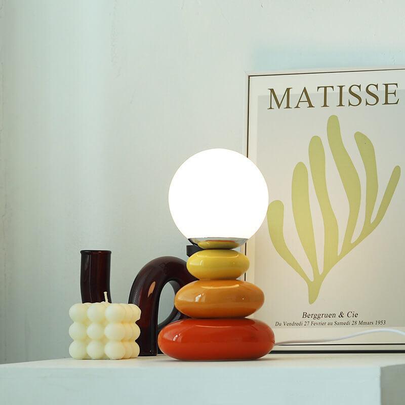 Pebluxe Minimalistische LED Tischlampe | Keramik & Glas | USB-Anschluss | Elegante Beleuchtung für Zuhause & Büro