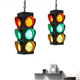 LumoStop Retro Pendelleuchte | Ampel-Design | Eisen & Glas | LED Beleuchtung