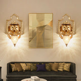 Regalia Luxe Löwenkopf Wandlampe | Vintage Laterne | Harz & Kristall | 1 Licht | Elegantes Design