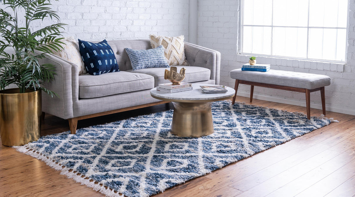 DiamondLuxe Shag - Teppich mit Diamantmuster | Shaggy Hochflorteppich | Weich & Modern | Perfekt für Wohnzimmer