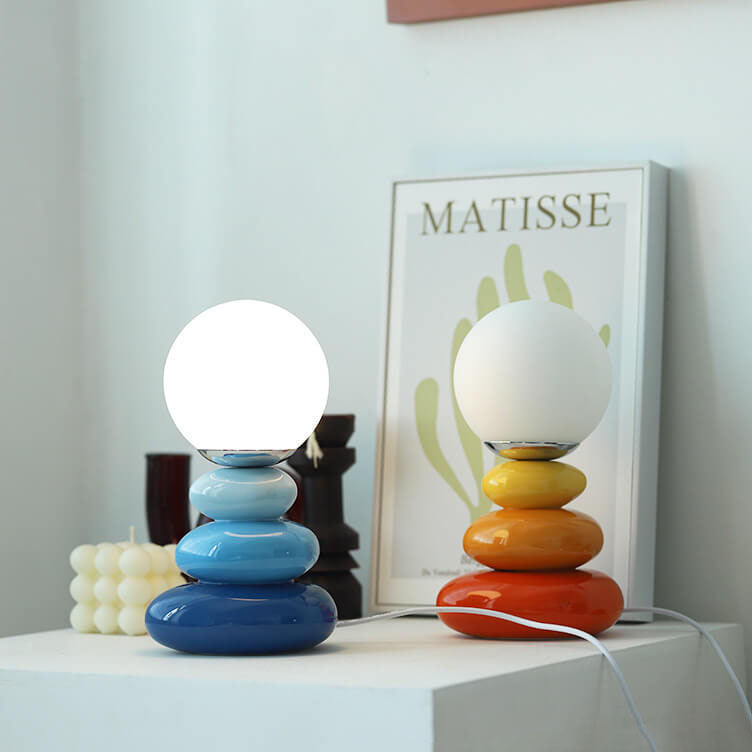 Pebluxe Minimalistische LED Tischlampe | Keramik & Glas | USB-Anschluss | Elegante Beleuchtung für Zuhause & Büro