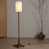 HikariZen Japanische Stehlampe | Rosewood-Basis & Seidenlampenschirm | 1-flammig | Zen-inspiriertes Design für Wohnräume & Büros