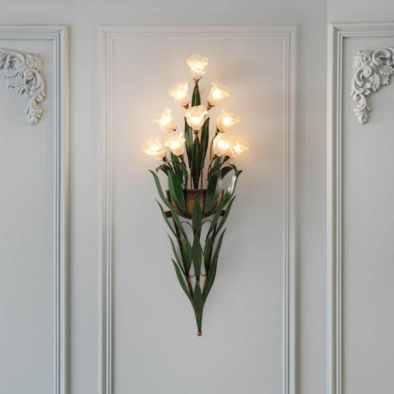 FloraLux Wandlampe | Modern Minimalist Design | 6/10-flammig | Glasblüten | Dekorative Beleuchtung
