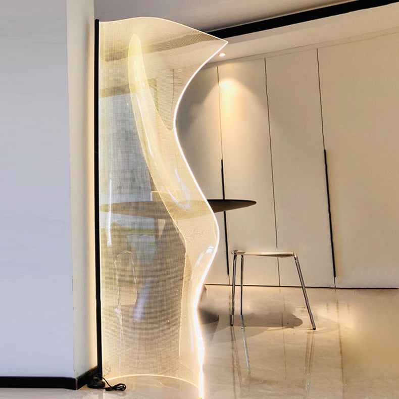 LumeCurve Stehlampe im Art-Deco-Stil | Unregelmäßige Form | Aluminium & Acryl | LED-Design für Wohnzimmer