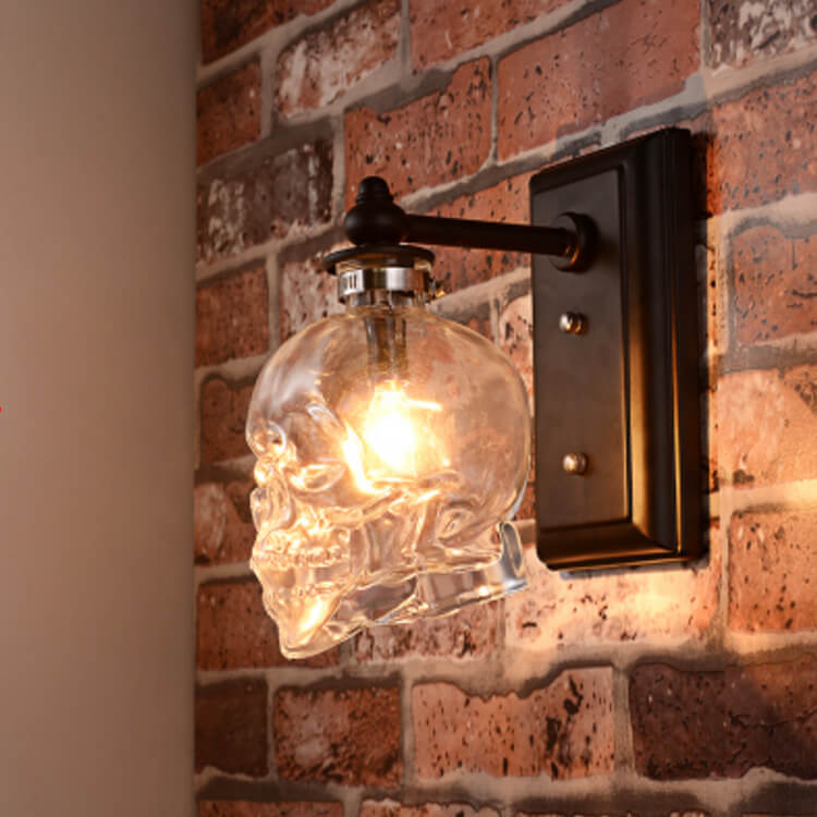 ShadowGlow Schädel-Wandleuchte | Glasdesign | 1-flammige Wandlampe | Stilvolle Beleuchtung