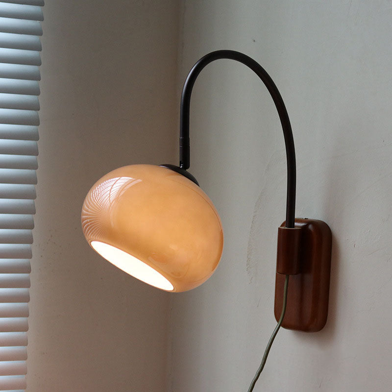 LumiCarve Wandleuchte | Minimalistisches Design | Glas & Massivholz | LED Wandleuchte für Wohnräume