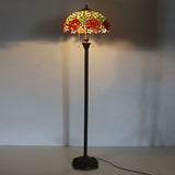 Rosevita Stehlampe | Traditionelles Tiffany-Design | Glas mit Rosenmotiv | 2-flammige Beleuchtung für Schlafzimmer