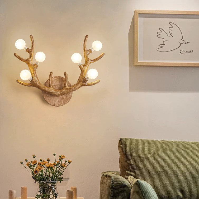 LumiStag Nordic Wandleuchte | Geweih-Design mit Glaskugeln | 6-flammig | Kreativer Baumzweig-Stil für Wohnzimmer & Flur
