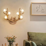 LumiStag Nordic Wandleuchte | Geweih-Design mit Glaskugeln | 6-flammig | Kreativer Baumzweig-Stil für Wohnzimmer & Flur