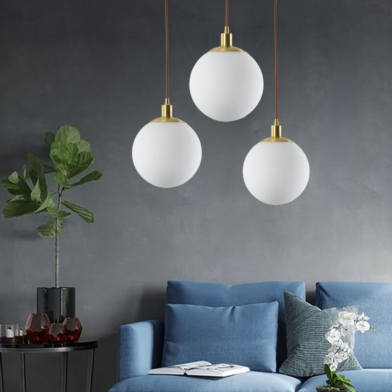 Orbilia Minimalistische Pendelleuchte | Weiße Kugel | Skandinavisches Design | Moderne Beleuchtung für Wohnräume