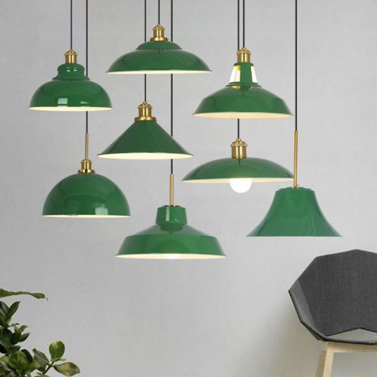 RetroDome Industrielle Vintage Pendelleuchte | Grünes Eisen-Kuppeldesign | Einzellicht | Rustikale Deckenbeleuchtung