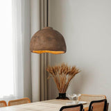 RockLume Pendelleuchte im nordischen Stil | Halbrund mit Steinstruktur | 1 Licht | Perfekt für Esszimmer