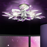 LustroLeaf Crystal Flush Light | Design in Blätter-Optik | 3-Licht-Deckenleuchte | Exklusive Eleganz für Zuhause