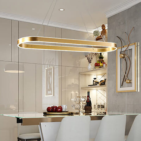 LumaOval Minimalistische LED Pendelleuchte | Ovales Aluminium-Design | Dimmbares Licht | Luxus Kronleuchter