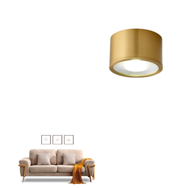 LumaBrass LED Deckenstrahler | Zylindrisches Design | Moderne Flush Mount Beleuchtung | Neutralweiß (4000K)