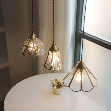 Geometra Vintage Pendelleuchte | Japanisches Design | Kupfer & Glas | Elegante Hängeleuchte