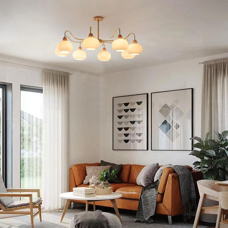 Gloriva Japanischer Kronleuchter | Glas & Holz | 3/6/8-flammig | Minimalistisches Design