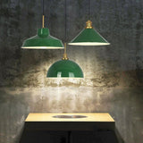 RetroDome Industrielle Vintage Pendelleuchte | Grünes Eisen-Kuppeldesign | Einzellicht | Rustikale Deckenbeleuchtung