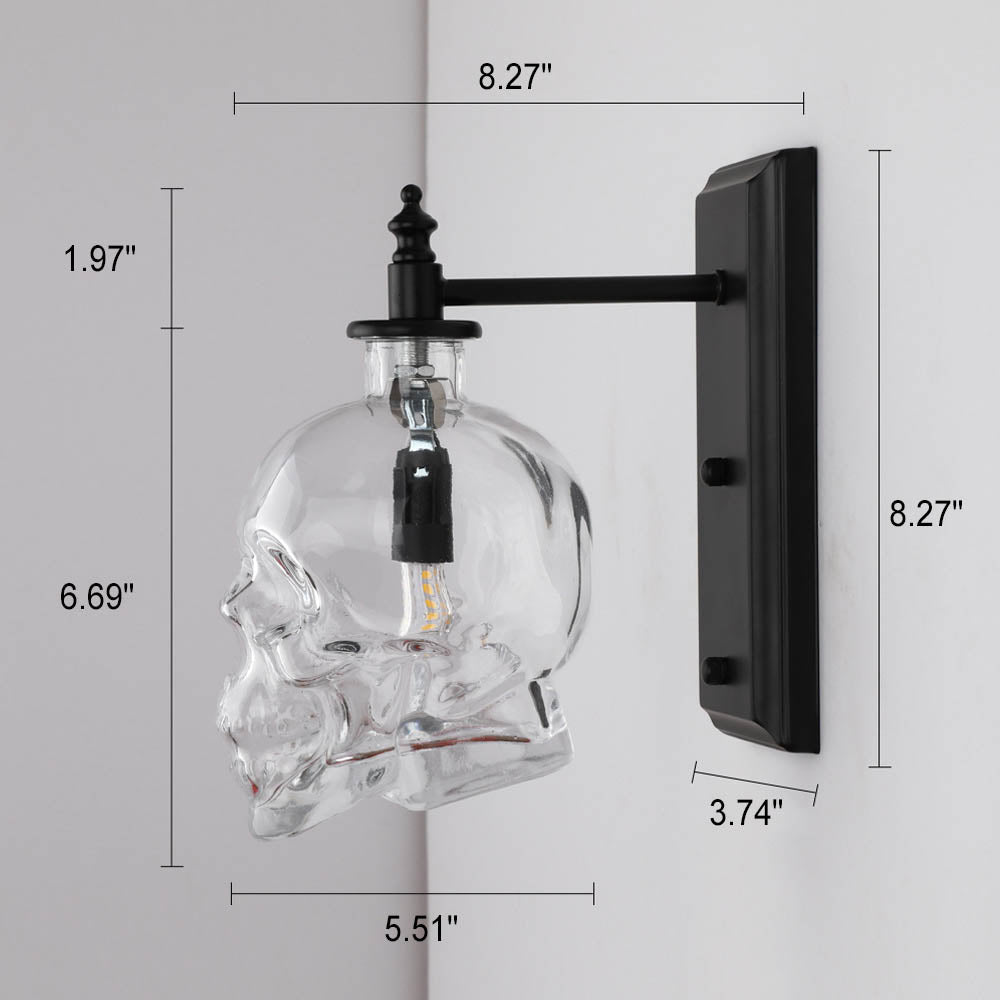 ShadowGlow Schädel-Wandleuchte | Glasdesign | 1-flammige Wandlampe | Stilvolle Beleuchtung