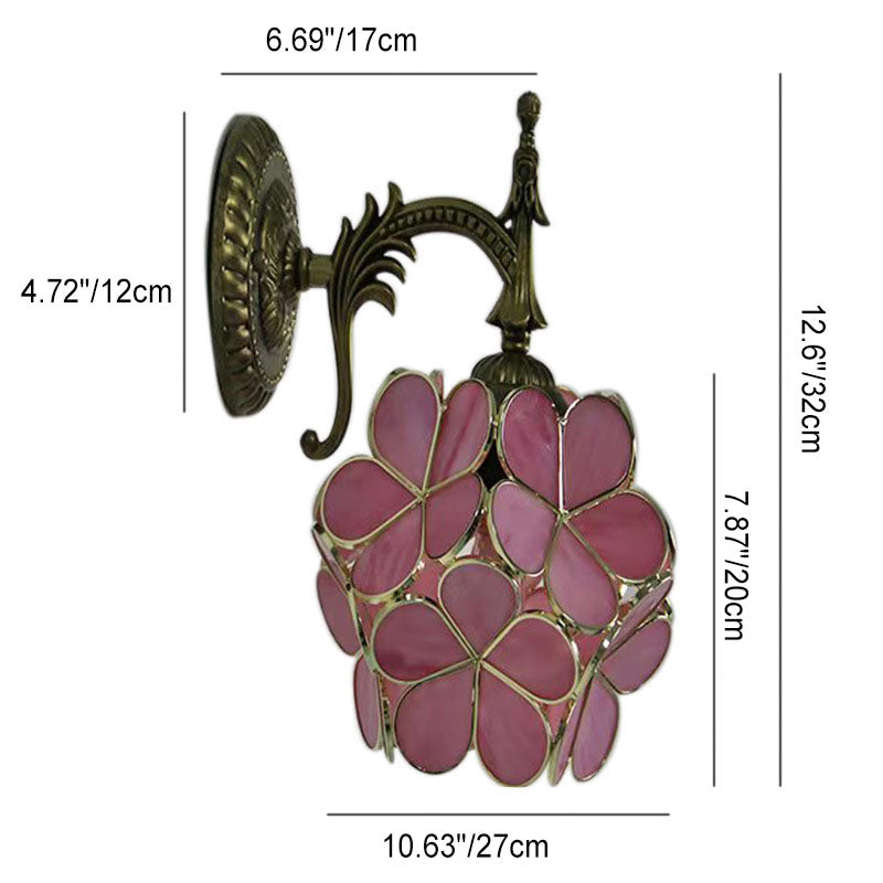Bloomvielle Europäische Vintage Tiffany Wandleuchte | Blumenförmiges Glas | 1-Licht Design | Elegante Wandbeleuchtung