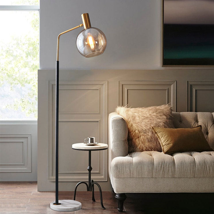 Illureva Nordic Minimalistische Stehlampe | Glaskuppel | Marmorsockel | 1-Licht Design | Eleganz für Wohnzimmer & Büros