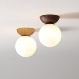 LumiHaus Deckenleuchte Holz | Japanisch-Nordisches Design | Glas Kugel | Warmes Stimmungslicht