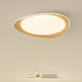 PebbleLuxe Minimalistische LED Deckenleuchte | Holzoptik | Flaches Design | Dimmbare Beleuchtung