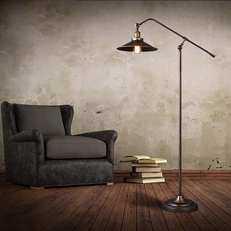 IronLoom Stehlampe mit langem Arm | Zylindrischer Lampenschirm | Industrielles Design für Schlafzimmer & Wohnzimmer