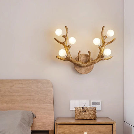 LumiStag Nordic Wandleuchte | Geweih-Design mit Glaskugeln | 6-flammig | Kreativer Baumzweig-Stil für Wohnzimmer & Flur