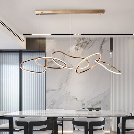 LuxeHalo Nordic LED Kronleuchter | Edelstahl Rund | Dimmbar | Esszimmer & Wohnräume
