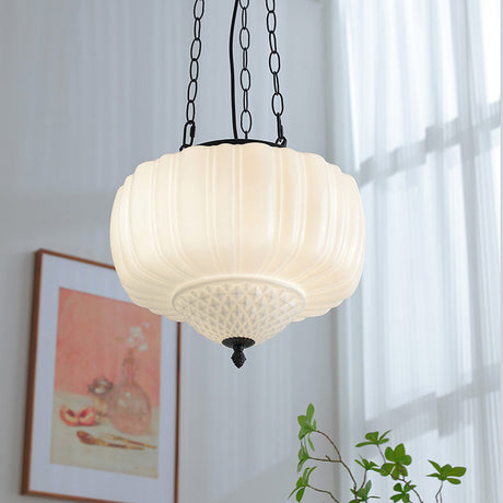 Creamora Pendelleuchte | Modernes Laternen-Design | Eisen & Glas | 3-flammige Beleuchtung für Wohnzimmer