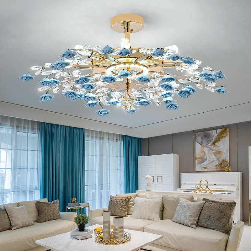 LustraRose Elegance | Keramik Kristall Kronleuchter | 6/7/8-flammig | Luxuriöse Beleuchtung