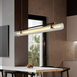 BrightAether ArcLED Pendelleuchte | Minimalistisch | Leder & Acryl | Lineares Design | Dimmbar | Stilvolle Beleuchtung für Essbereiche