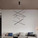 GeoLuma Nordic LED Kronleuchter | Geometrisches Linien-Design aus Eisen & Aluminium | 3-9 Flammen | Modern & Energieeffizient