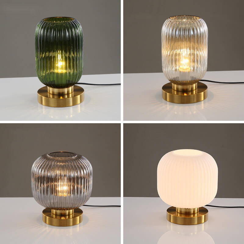 LunaStripe Nordic Design Glas Oval Tischlampe | 1 Licht | Dekorative Beleuchtung für Zuhause