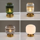 LunaStripe Nordic Design Glas Oval Tischlampe | 1 Licht | Dekorative Beleuchtung für Zuhause
