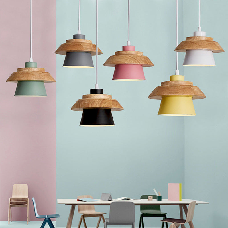 LunaDisc Moderne Pendelleuchte | Minimalistisches Design | Holz & Metall | Wohnraumbeleuchtung