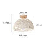 Rattana Deckenleuchte | Japanisches Design | Halbrundes Holz & Rattan | Beleuchtung für Wohnzimmer