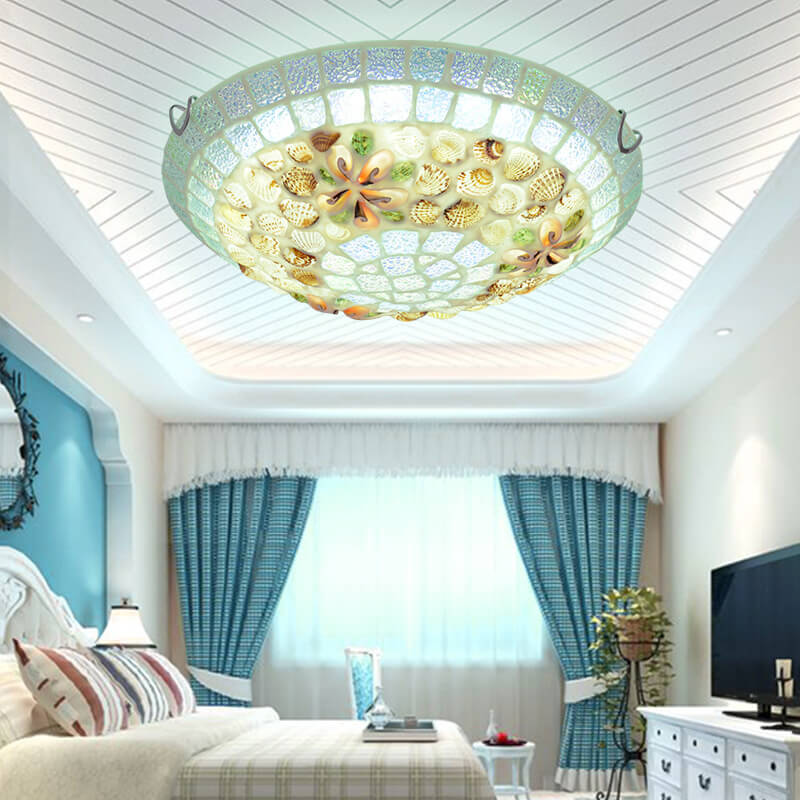 Shellique Tiffany Mosaik-Deckenleuchte | Kreatives Design | Einzigartige Muscheloptik | Stimmungsvolle Beleuchtung | 1-flammig