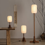 HikariZen Japanische Stehlampe | Rosewood-Basis & Seidenlampenschirm | 1-flammig | Zen-inspiriertes Design für Wohnräume & Büros