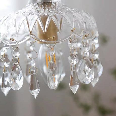 LumiFlora Vintage Kristall Pendelleuchte | Blumendekor | 1-Licht | Verschiedene Größen | Elegante Beleuchtung