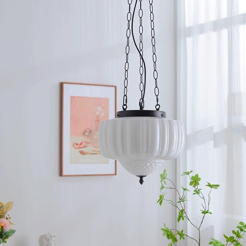Creamora Pendelleuchte | Modernes Laternen-Design | Eisen & Glas | 3-flammige Beleuchtung für Wohnzimmer