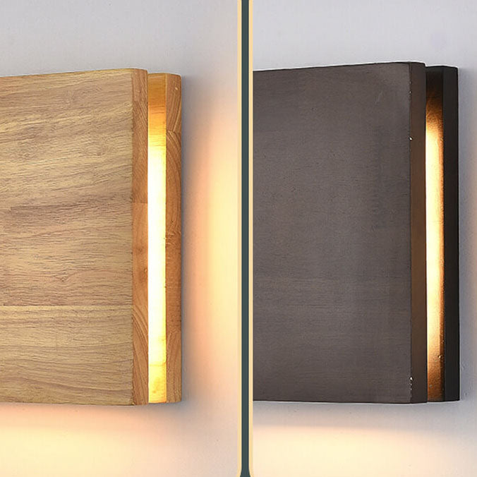 WabiLight Japanische Wabi-Sabi Holz-LED Wandlampe | Rechteckig oder Quadratisch | Warmes Ambiente