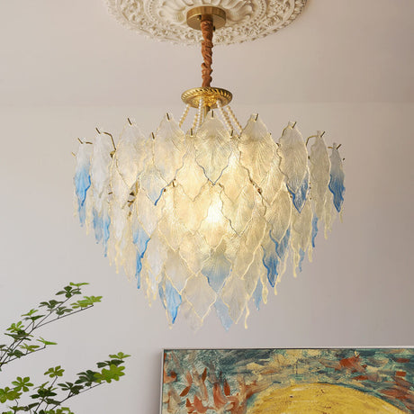 LeafElegance Kronleuchter im französischen Stil | Baumblatt-Design | 3/6/9/12 Lichter | Eisen & Kupfer mit Glaskristallen