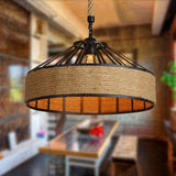 LumeLash Vintage Hängeleuchte | Rustikales Eisen & Hanfseil Design | 1-Flammige Pendelleuchte für Wohnzimmer