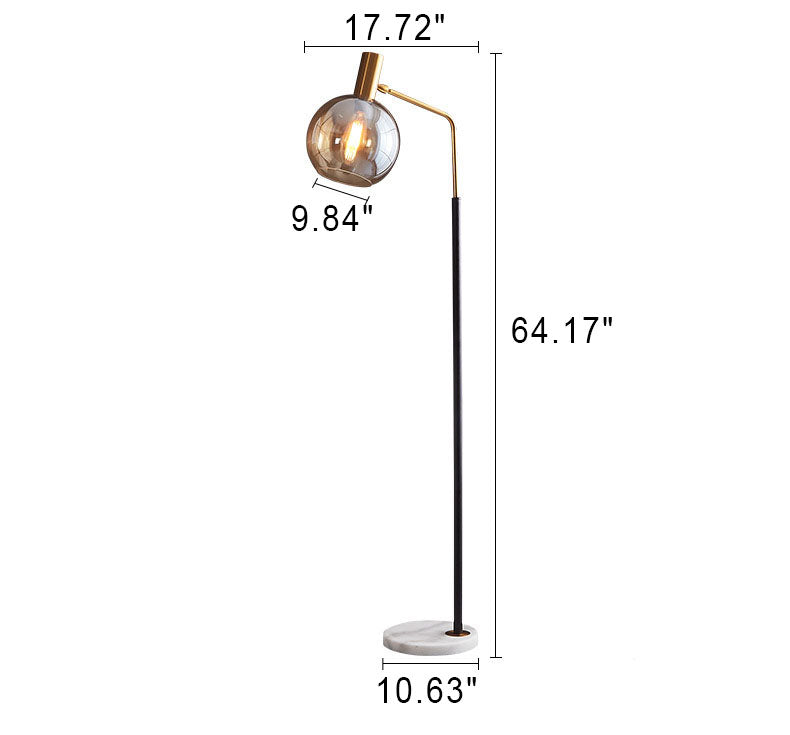 Illureva Nordic Minimalistische Stehlampe | Glaskuppel | Marmorsockel | 1-Licht Design | Eleganz für Wohnzimmer & Büros