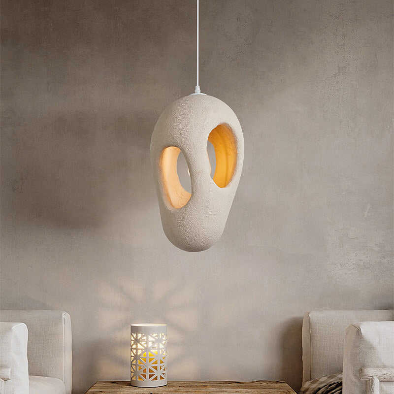 Resinoid Wabi-Sabi Pendelleuchte | Geometrisches Kreisdesign | Japanischer Stil | Einzigartige Beleuchtung